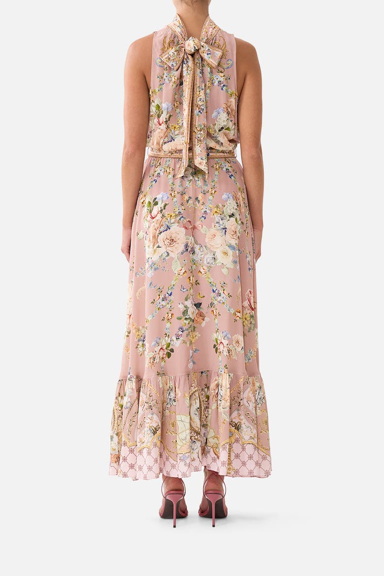 Necktie Dress With Elasticated Waist, Alternate, color, Chamber Of Blooms