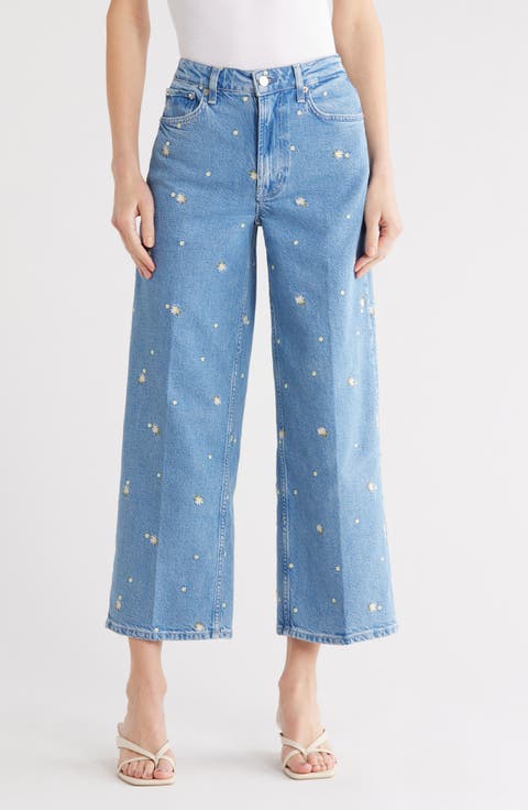 Getty Crop Straight Leg Jeans (Indigo Floral)