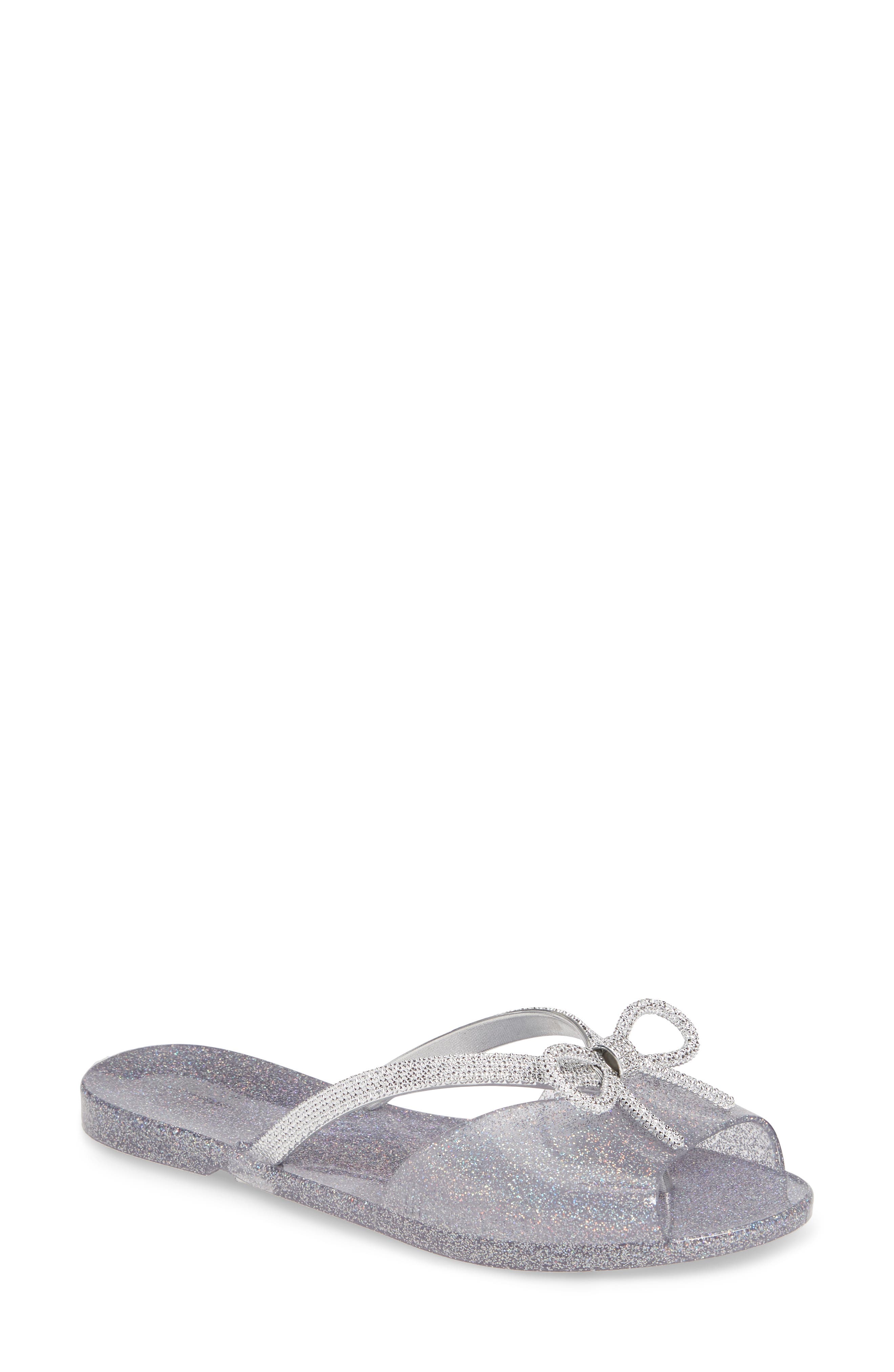 Ela Chrome Slide Sandal, Main, color, SILVER RUBBER