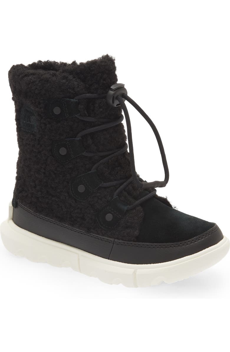 SOREL Kids' Explorer Faux Shearling Waterproof Boot, Main, color,