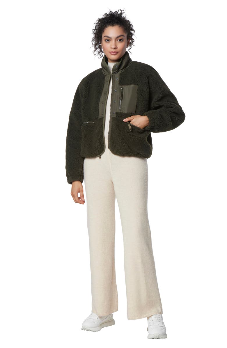Marc New York Performance Mixed Media Fleece Zip Jacket, Alternate, color, Olive