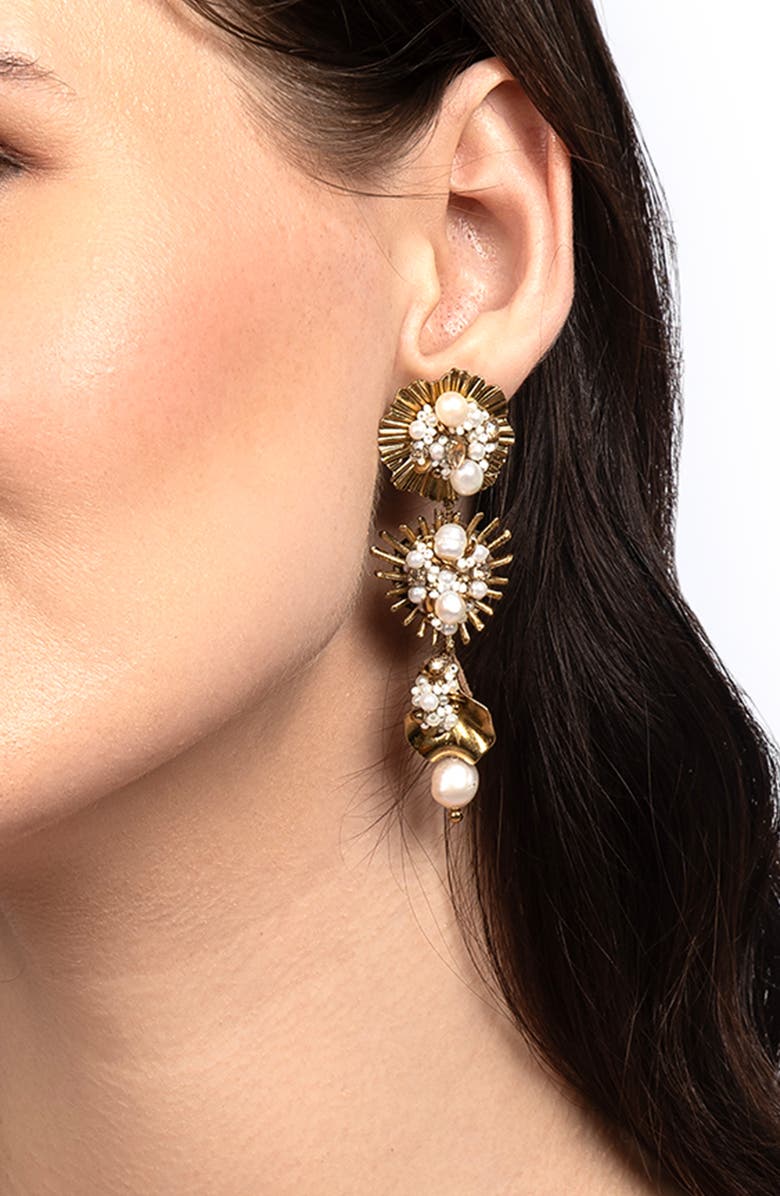 Deepa Gurnani Carissa Drop Earrings, Alternate, color, Gold