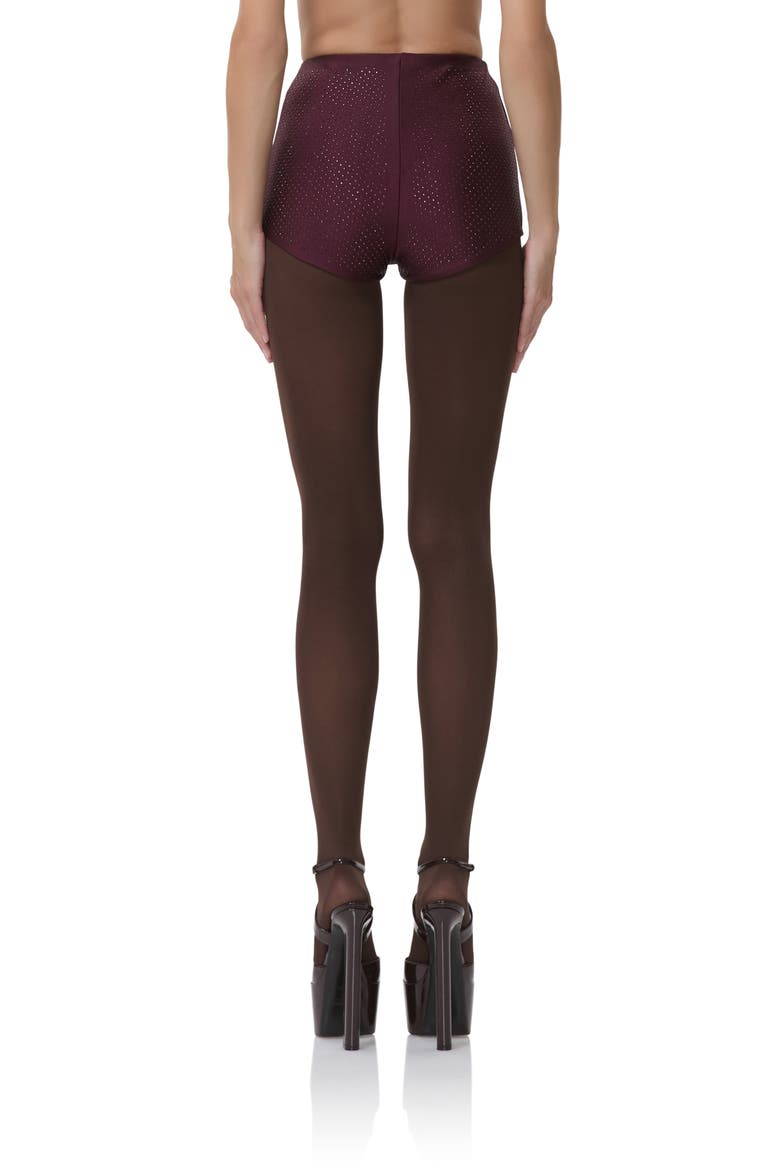Yves Rhinestone Jersey Shorts, Alternate, color, VINEYARD