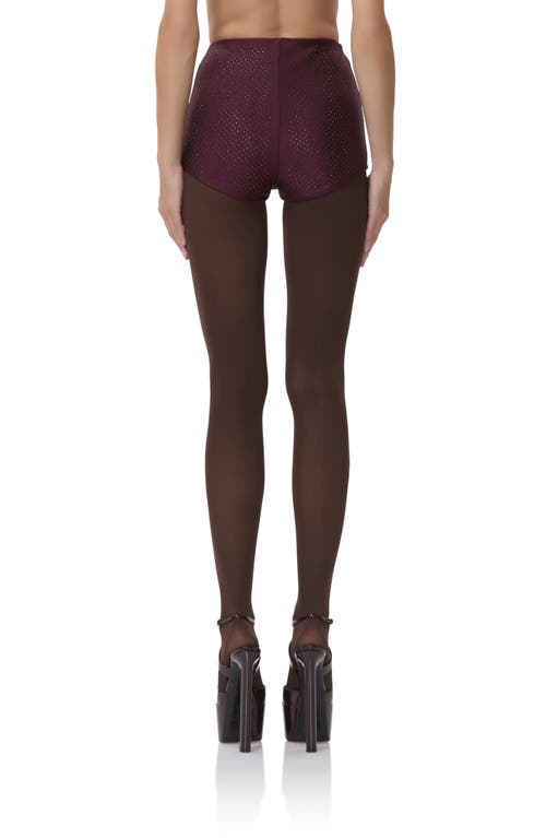 Afrm Yves Rhinestone Jersey Shorts In Brown