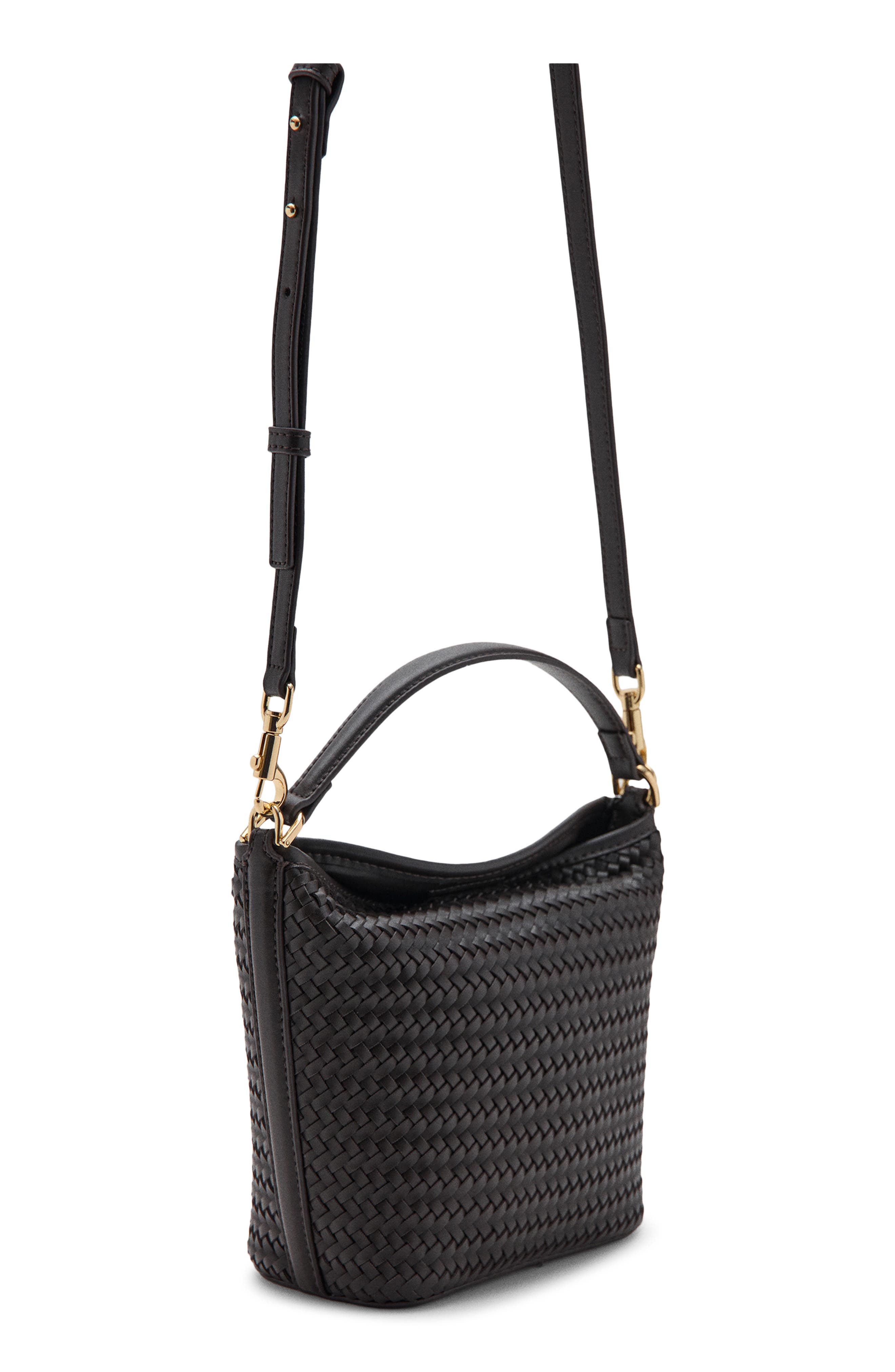 MANGO Small Braided Bucket Bag, Alternate, color, Chocolate