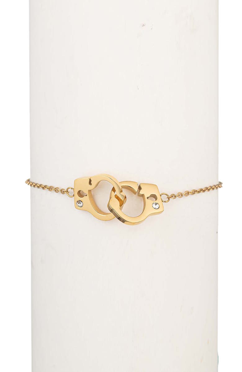 EYE CANDY LOS ANGELES Crystal Handcuff Bracelet, Alternate, color, Gold