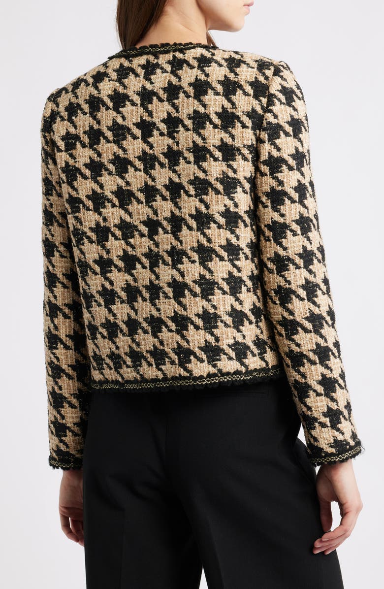 Elie Tahari The Juno Metallic Houndstooth Jacket, Alternate, color, Brown Houndstooth