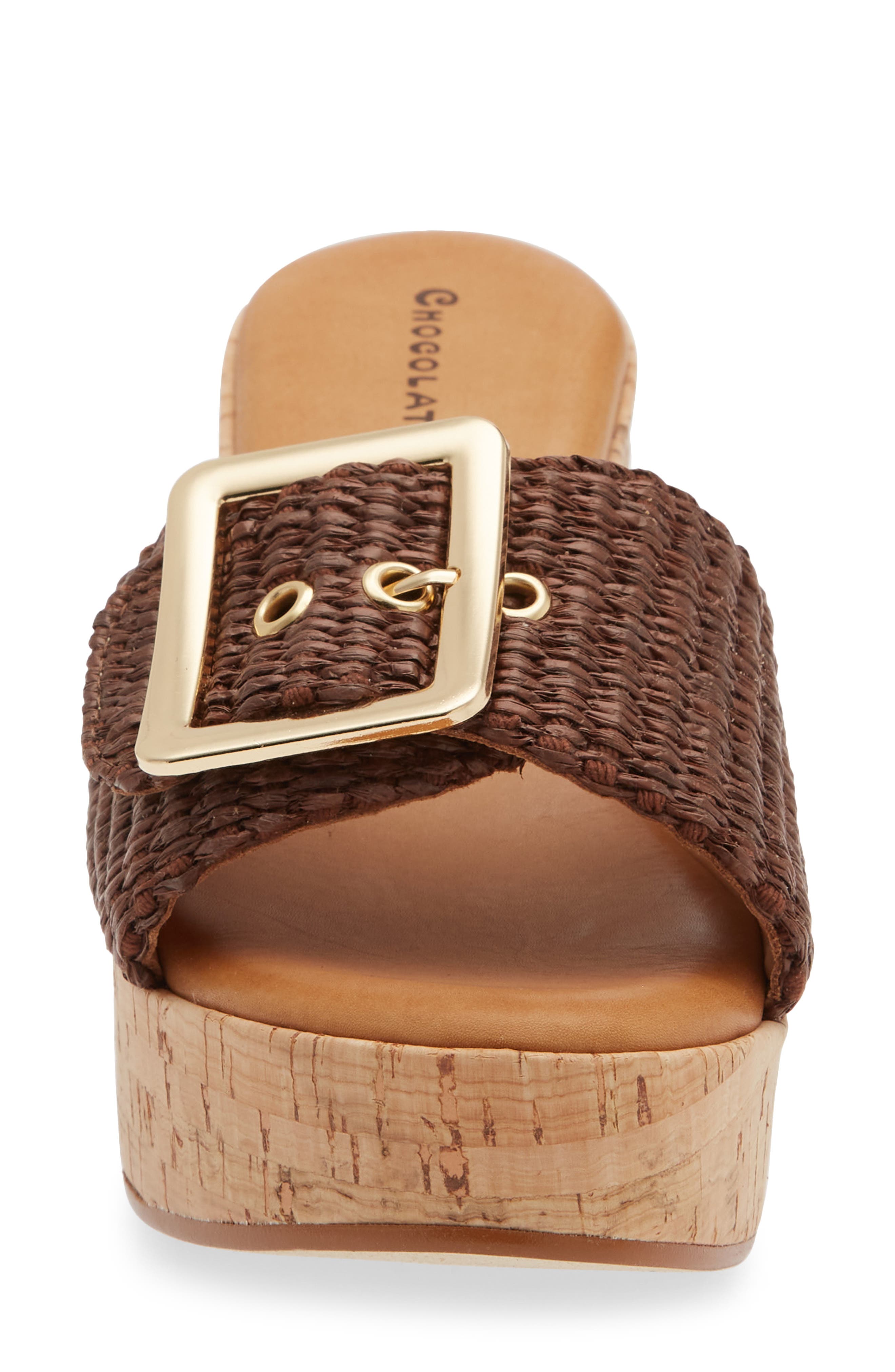 Chocolat Blu Gani Platform Slide Sandal, Alternate, color, Brown Raffia