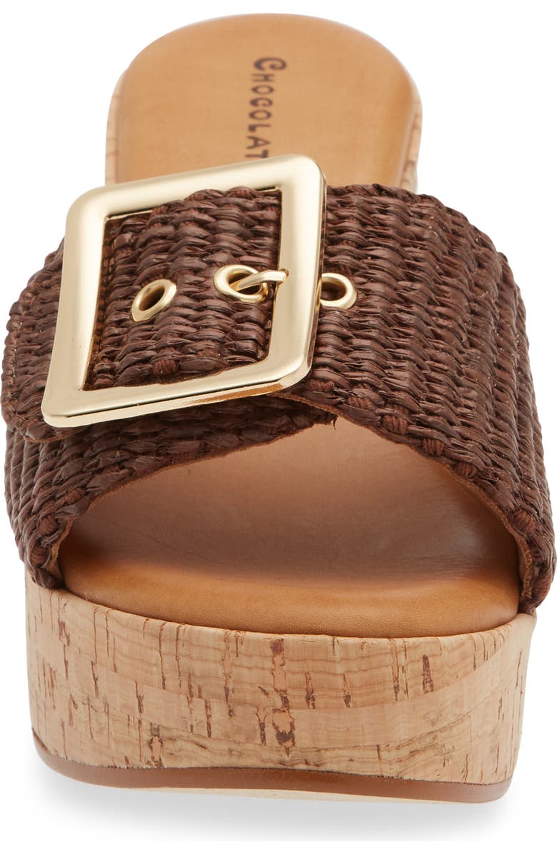 Chocolat Blu Gani Platform Slide Sandal, Alternate, color, Brown Raffia