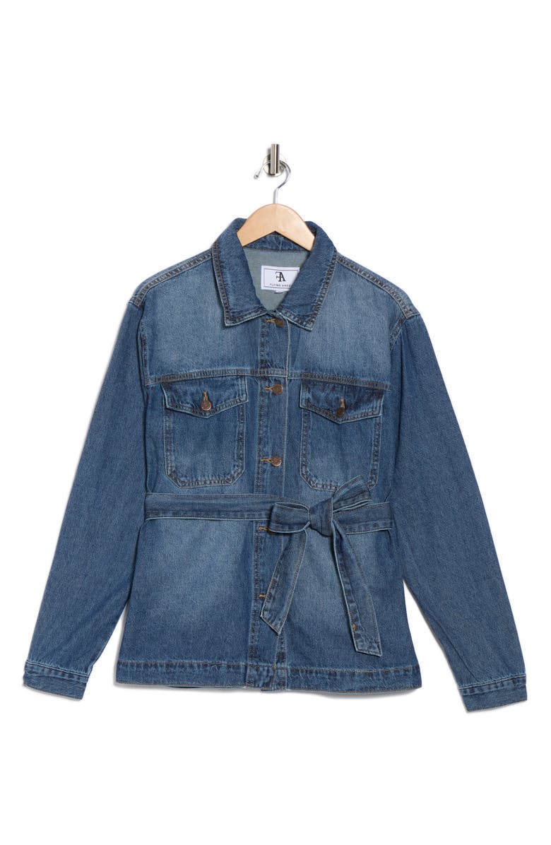 FLYING ANGEL Belted Denim Shacket, Alternate, color,
