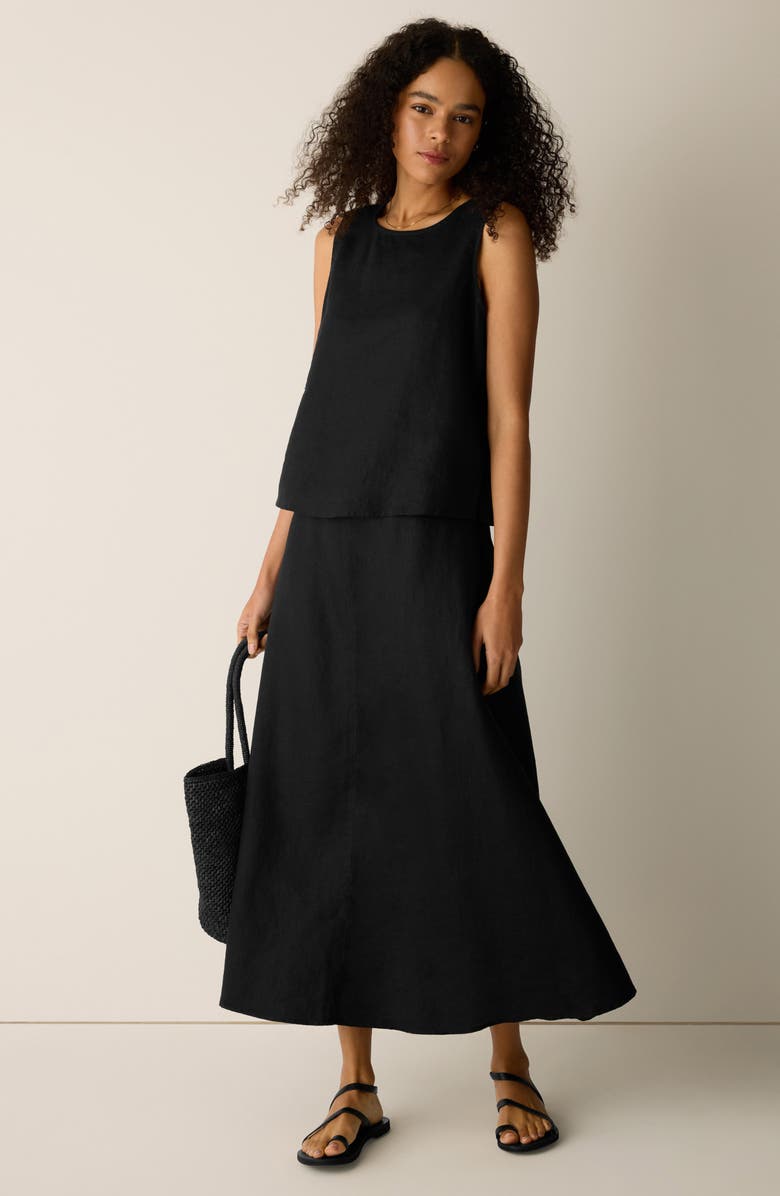 Eileen Fisher Organic Linen Shell, Alternate, color, Black