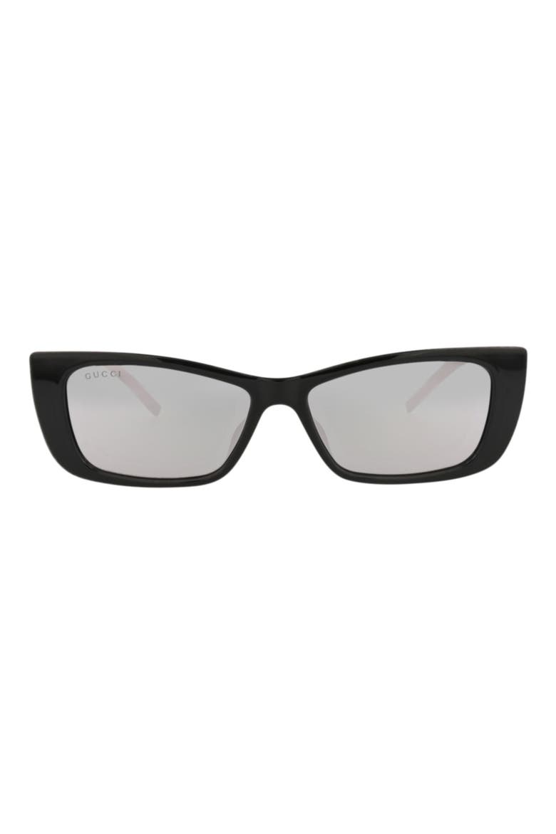 53mm Cat Eye Sunglasses, Main, color, BLACK BLACK SILVER