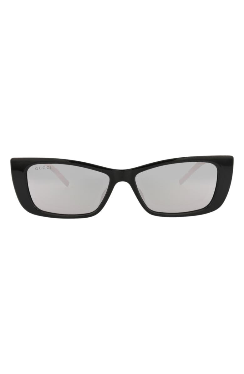 Gucci 53mm Cat Eye Sunglasses, Main, color, Black Black Silver