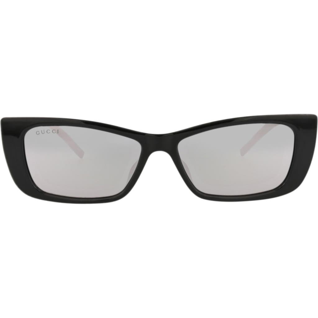 Gucci 53mm Cat Eye Sunglasses in Black Black Silver at Nordstrom Rack