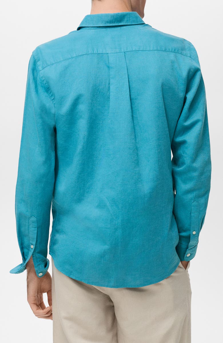 MANGO Linen & Cotton Button-Up Shirt, Alternate, color, 
