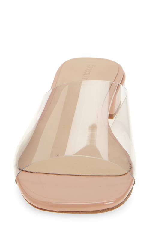Chocolat Blu Block Heel Sandal In Nude Patent