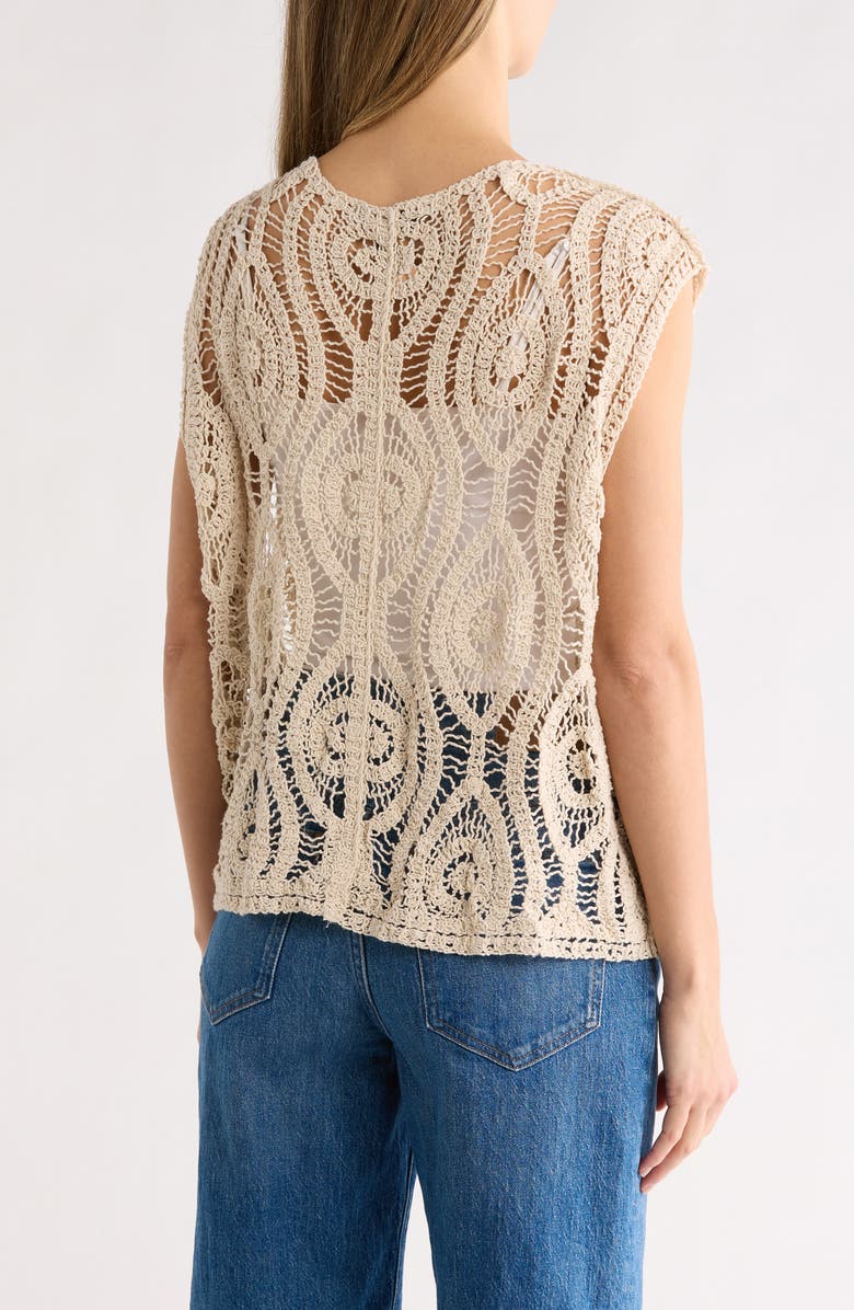 Forgotten Grace Cap Sleeve Cotton Crochet Vest, Alternate, color, Natural