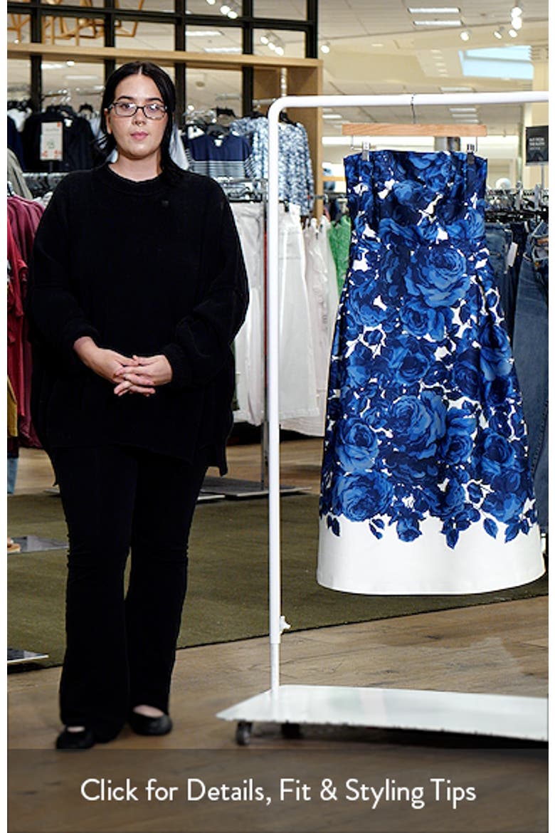 Shay Floral Strapless Stretch Mikado Cocktail Midi Dress video