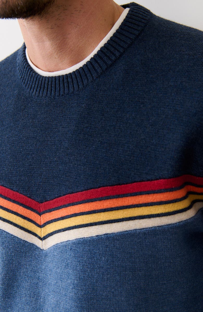 Marine Layer Dean Chevron Cotton Blend Crewneck Sweater, Alternate, color, Navy Colorblock