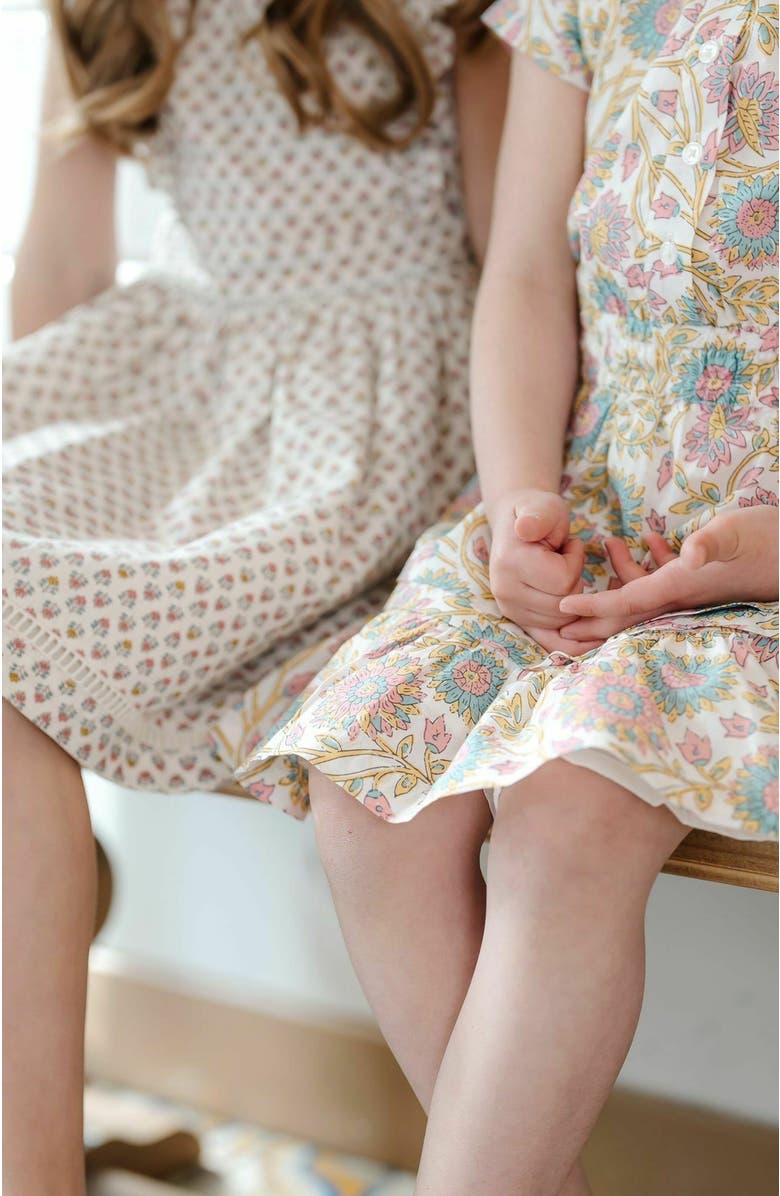 Hope & Henry Girls' Linen Pinafore Flutter Dress with Crochet Trim, Toddler, Alternate, color,