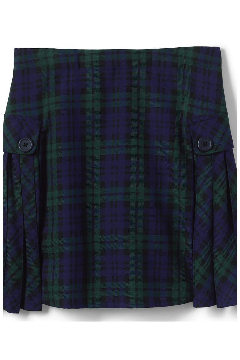 Girls Plus Side Pleat Plaid Skort Above the Knee, Alternate, color, Classic Navy/Evergreen Plaid