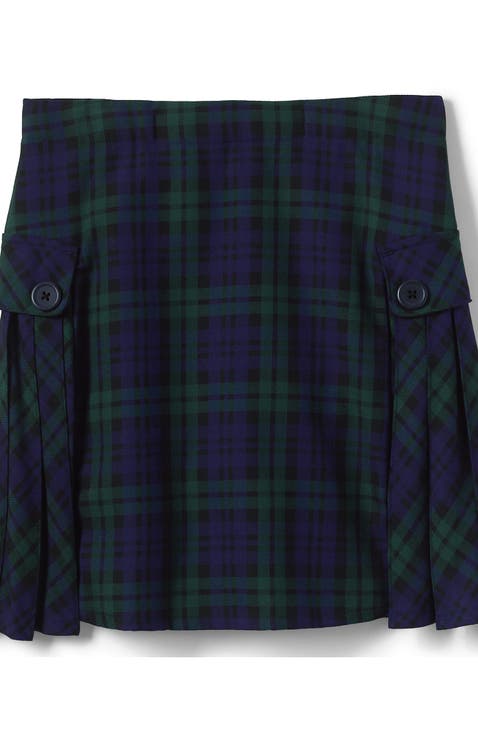 School Uniform Girls Slim Plaid A-line Skirt Below the Knee