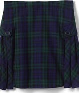 Lands' End School Uniform Girls Side Pleat Plaid Skort Above Knee