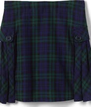 Lands' End School Uniform Girls Side Pleat Plaid Skort Above Knee