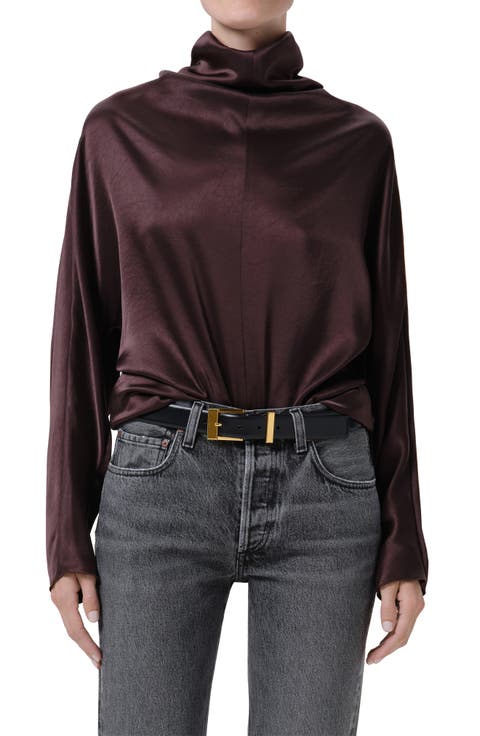 Ilaria Draped Mock Neck Top
