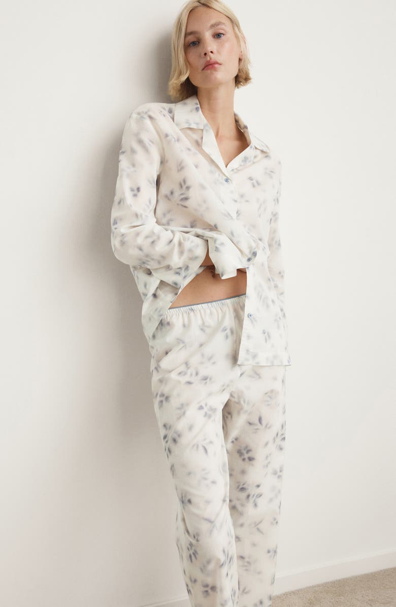 MANGO Watercolor Print Cotton Pajama Pants, Alternate, color, 