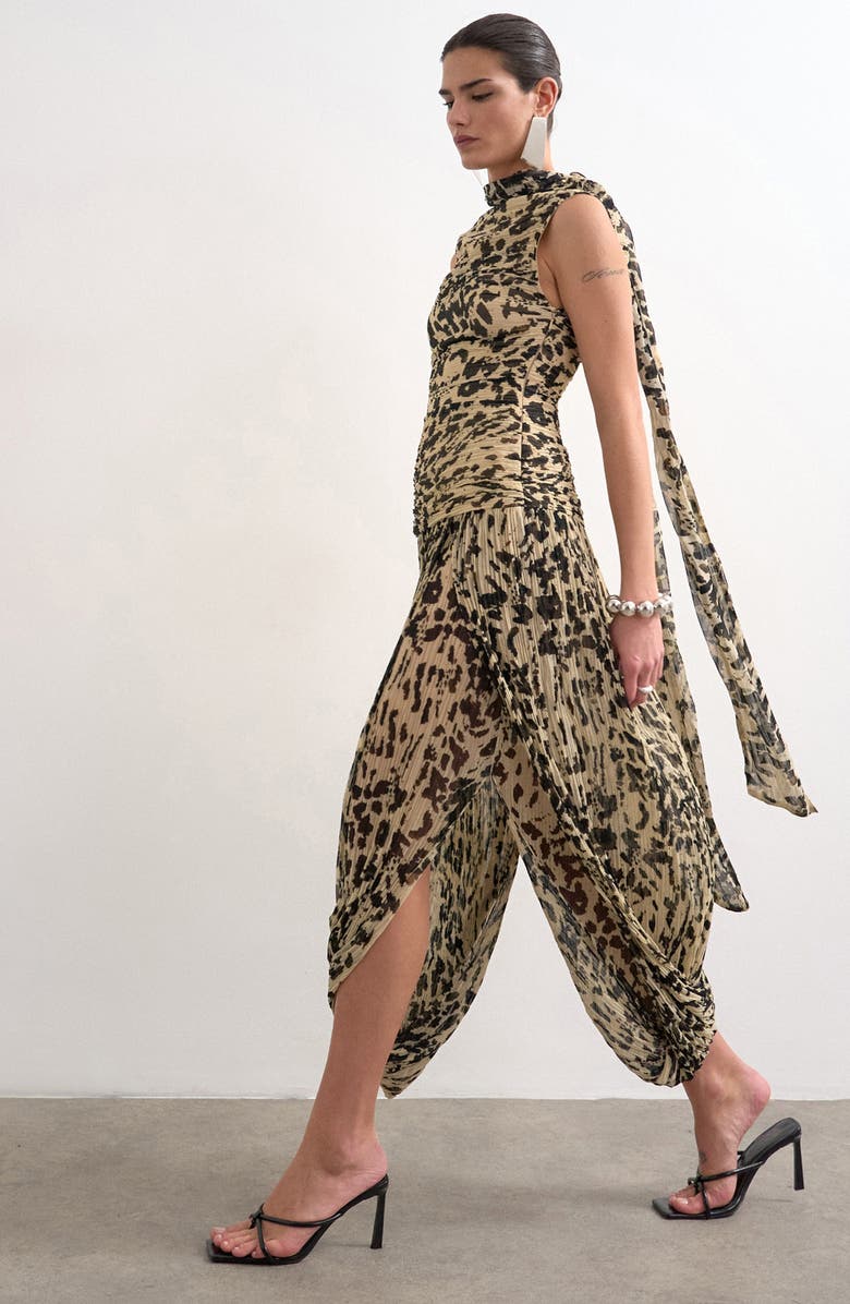 Topshop Chiffon Scarf Neck Midi Dress, Alternate, color,