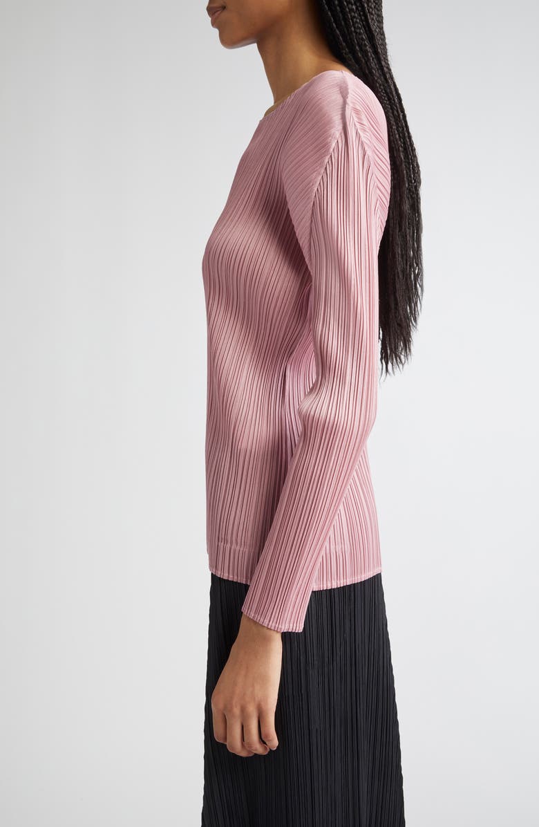 Pleats Please Issey Miyake Monthly Colors September Pleated Long Sleeve Top, Alternate, color, Rose Pink