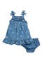 Floral Embroidered Denim Dress & Bloomers Set