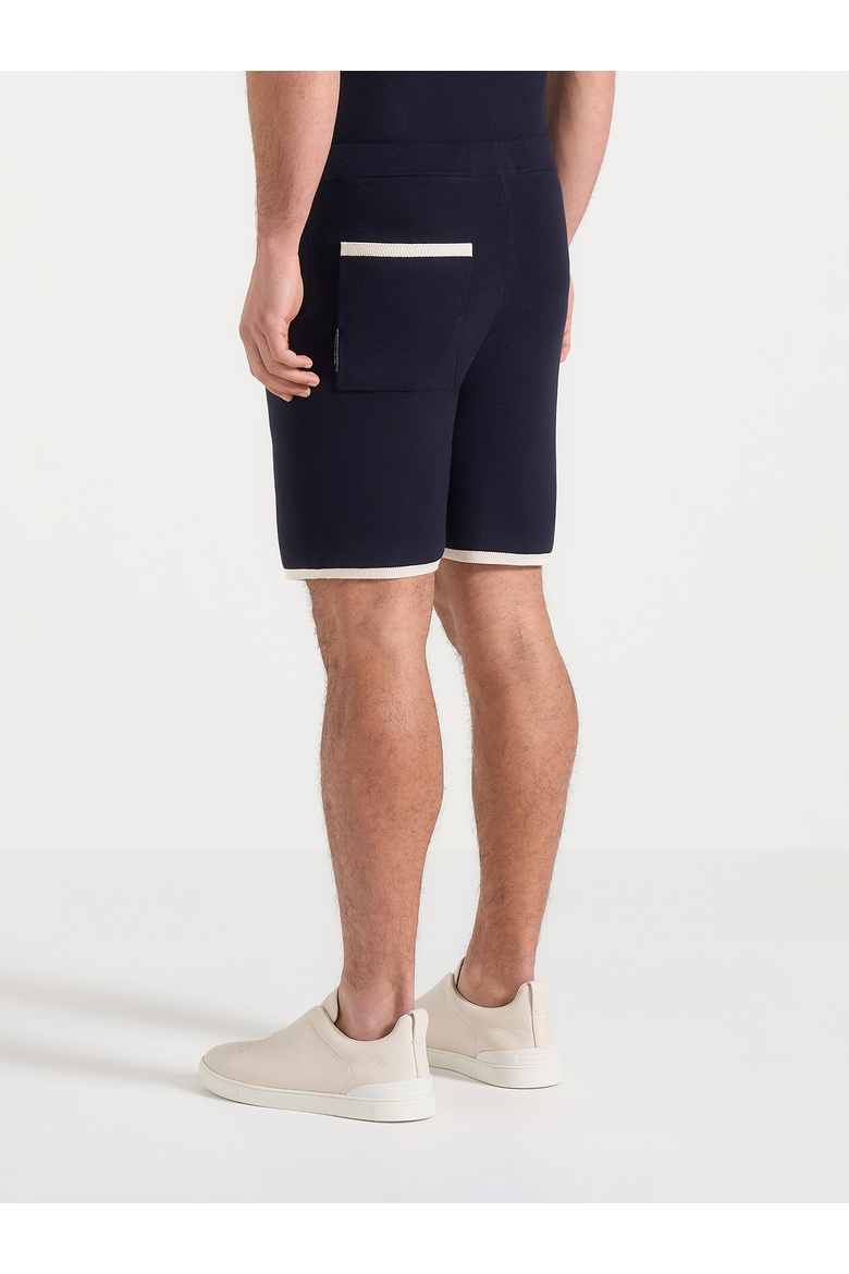 Regis Contrast Detail Knit Shorts, Alternate, color, Navy