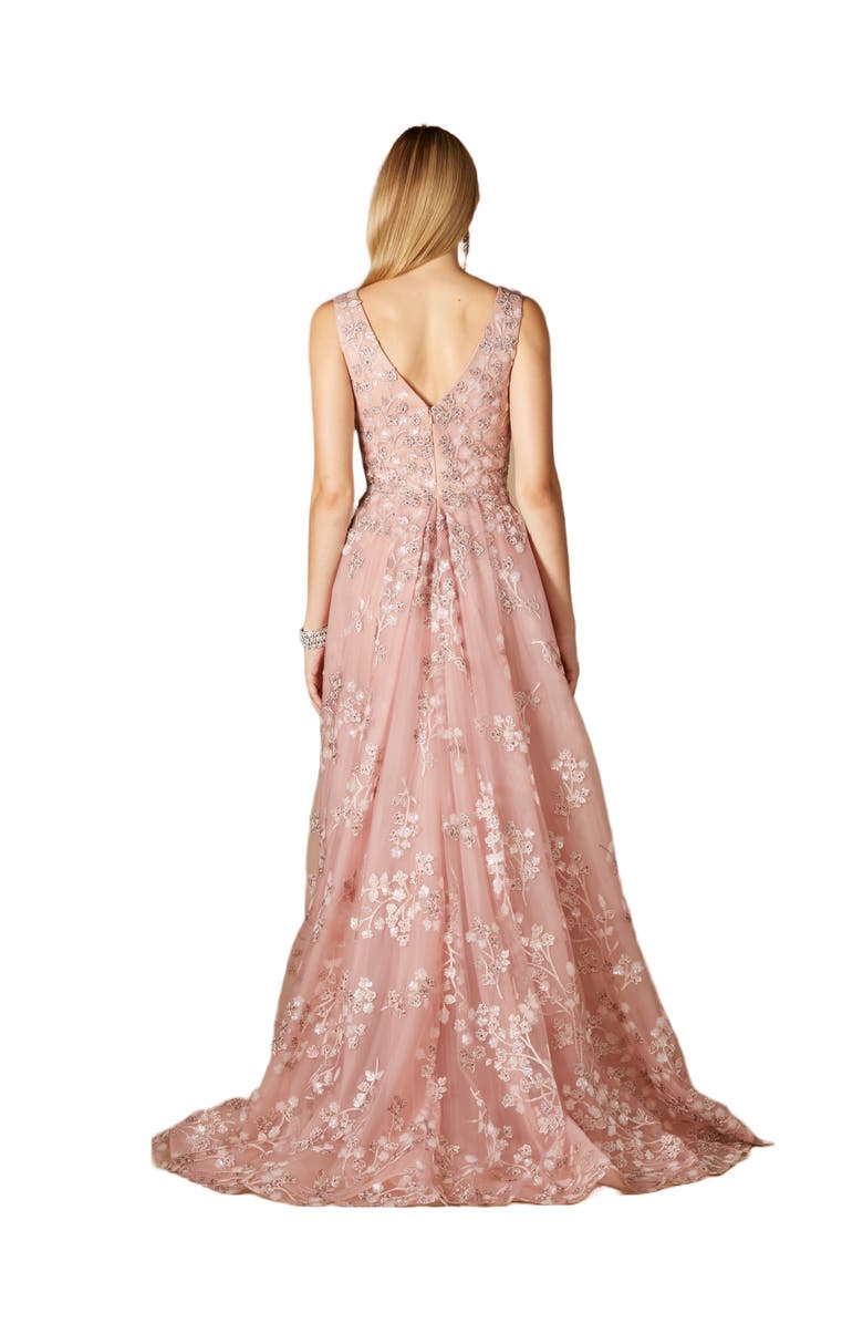 LARA New York Floral Applique Overskirt Dress, Alternate, color, Blush