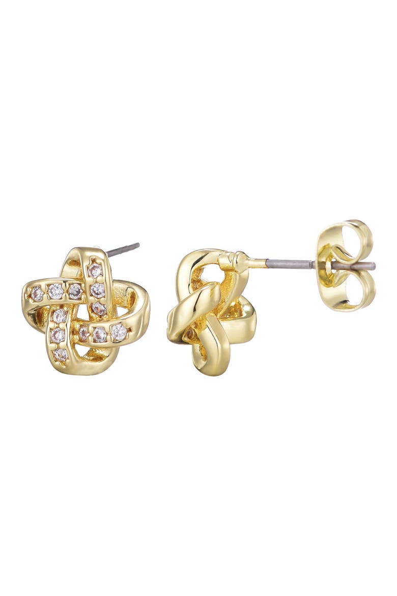 Twisted Knot Stud Earrings, Alternate, color, GOLD