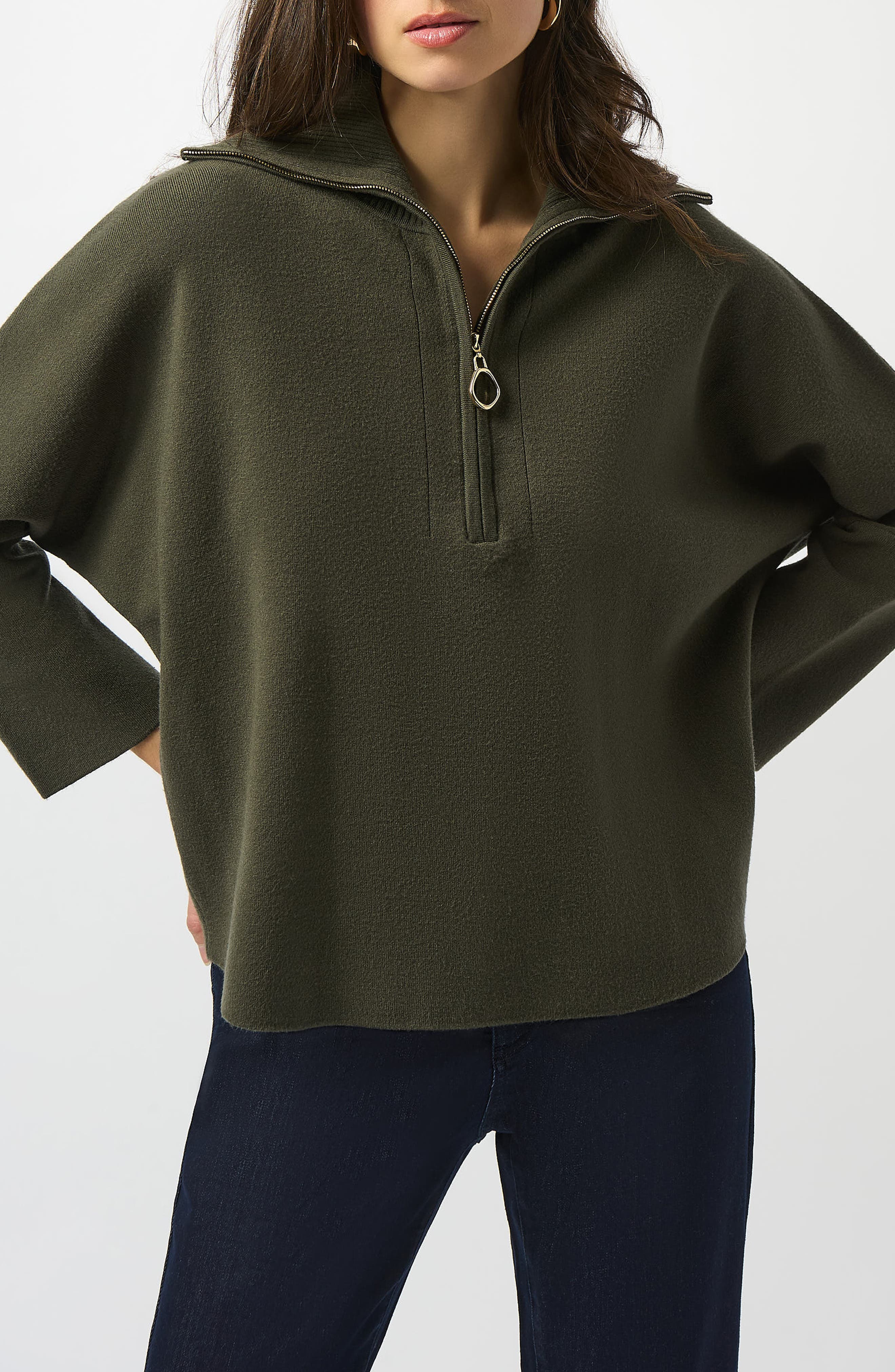 Quarter-Zip Stand Collar Sweater