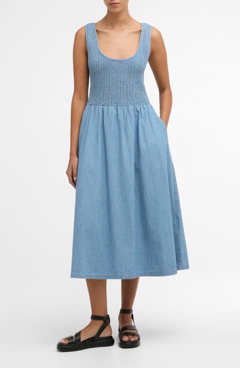 Josie Sleeveless Chambray Midi Dress