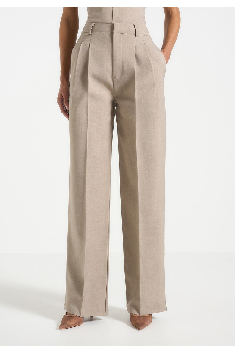 Julie Fluid Pleat Front Tailored Trousers, Alternate, color, Taupe
