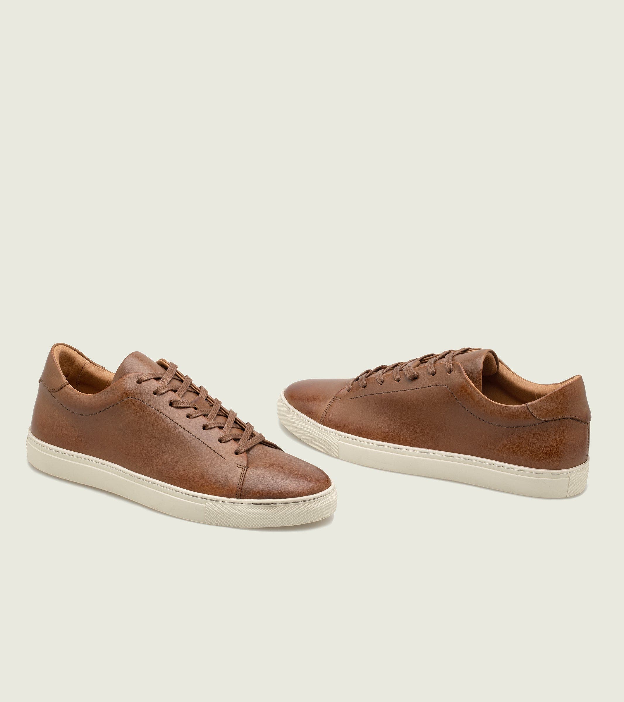 Wesley Leather Low-Top Sneaker, Alternate, color, Cognac Leather