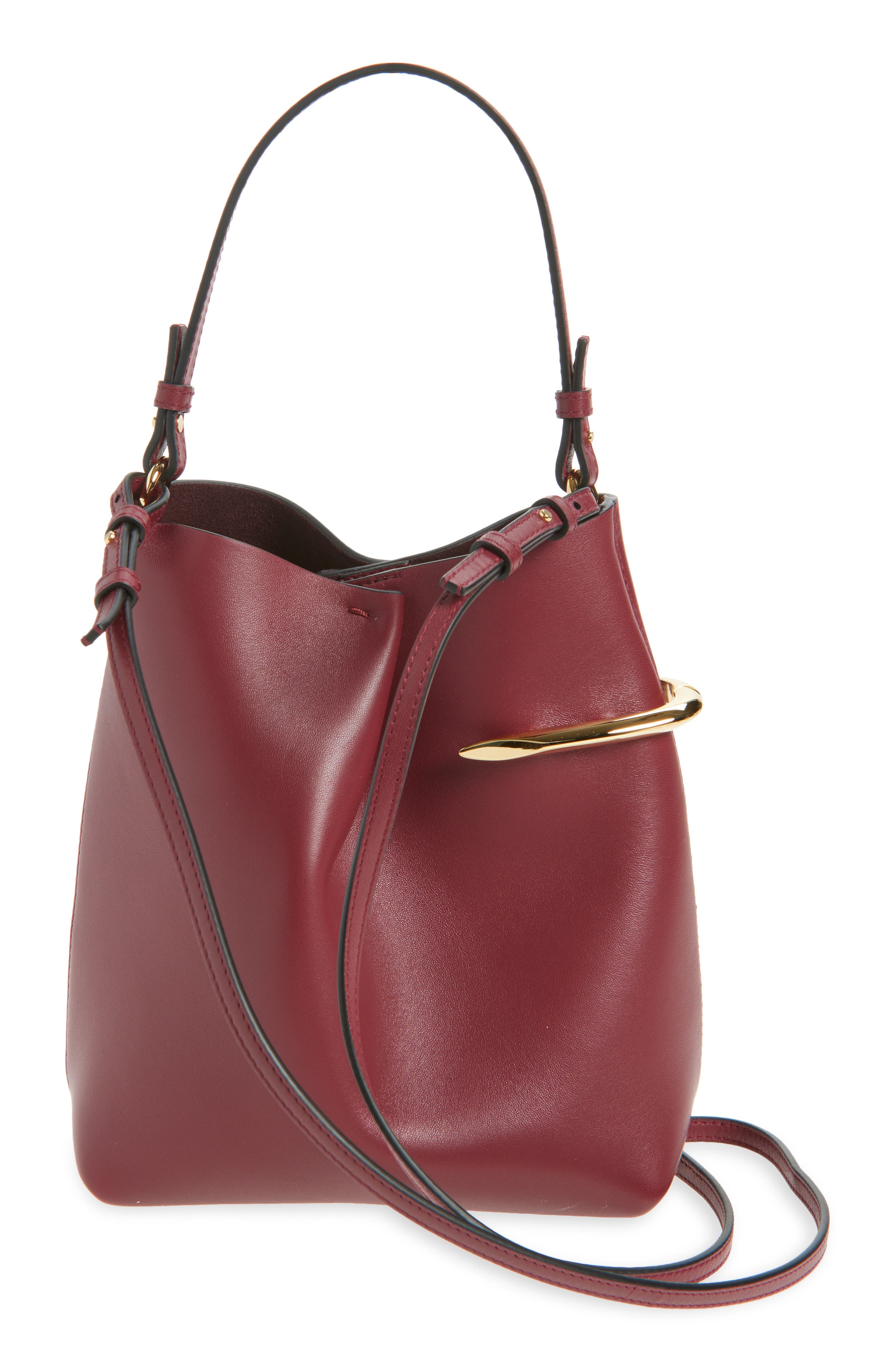 Mini Pinch Me Leather Tote, Alternate, color, AUBERGINE