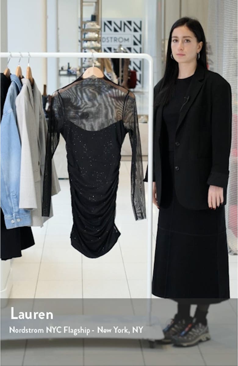 Sparkle Embellished Long Sleeve Mesh Minidress, sales video thumbnail