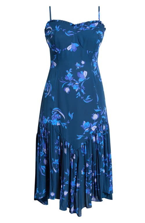 Sugarlips Niva Floral Hendra Pleated Midi Dress In Blue