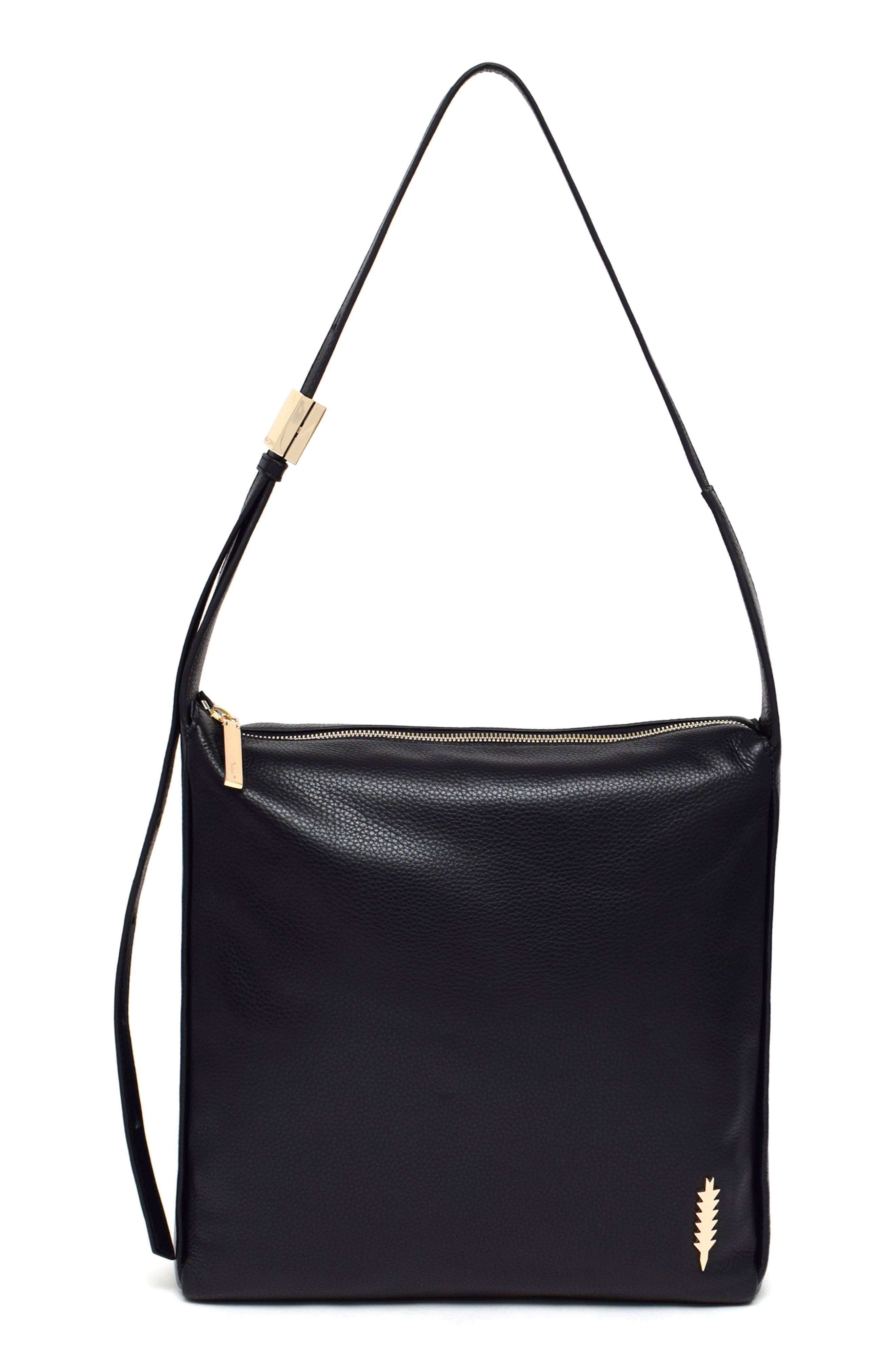 Thacker Dalia Pebbled Leather Crossbody Bag, Main, color, Black