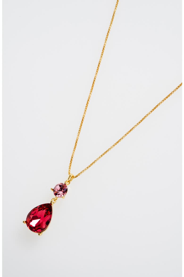 Tearsa Crystal Teardrop Pendant Necklace, Alternate, color, GOLD TONE / PINK MULTI CRYSTAL