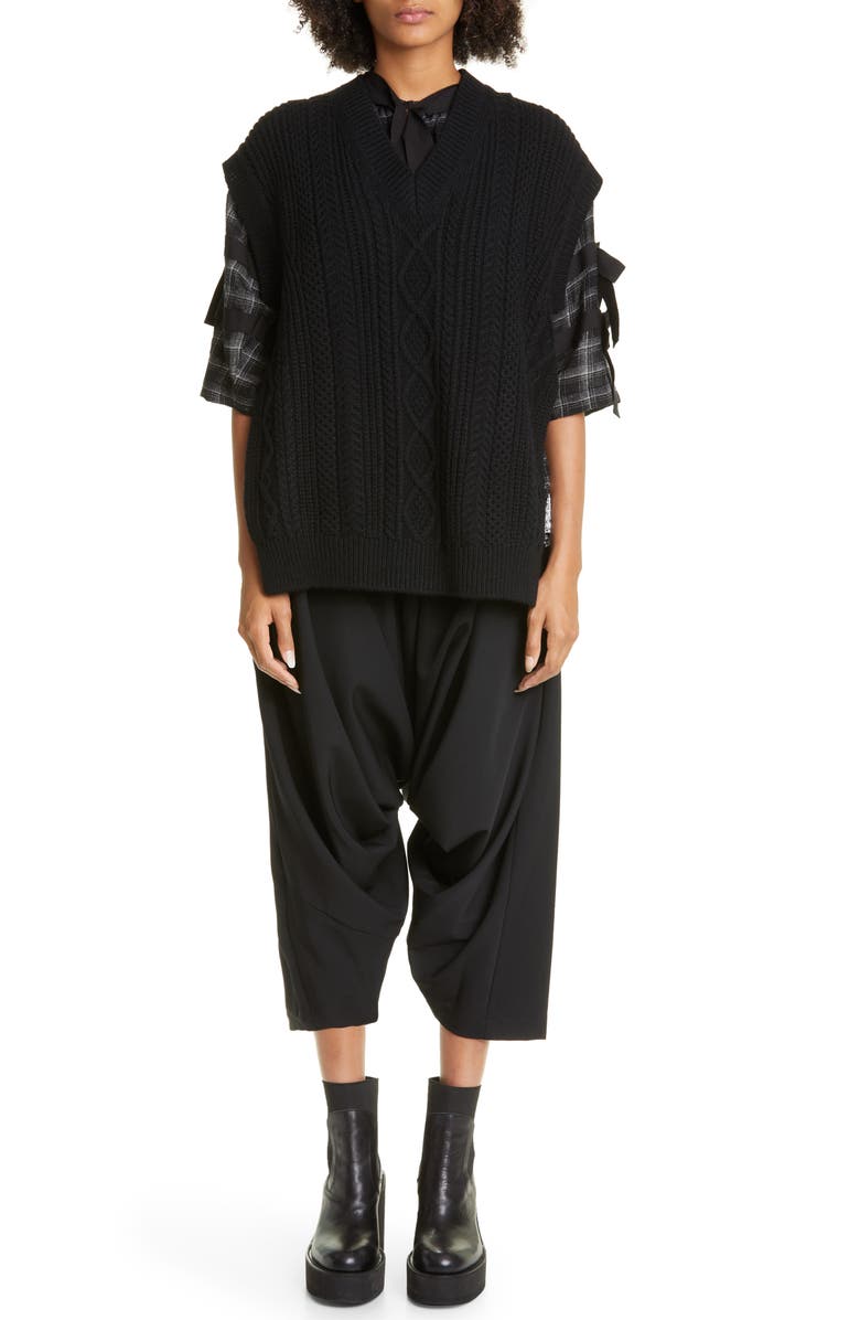 Tao Comme des Garçons Women's Aran Side Ties Shetland Wool Sweater Vest, Alternate, color,