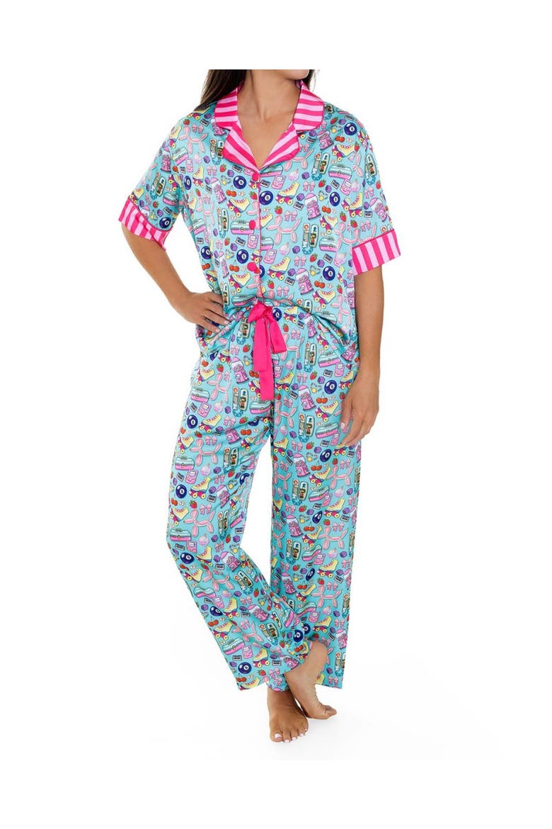 90's Girl Silky Short Sleeve Pants Set, Main, color, Multicolor