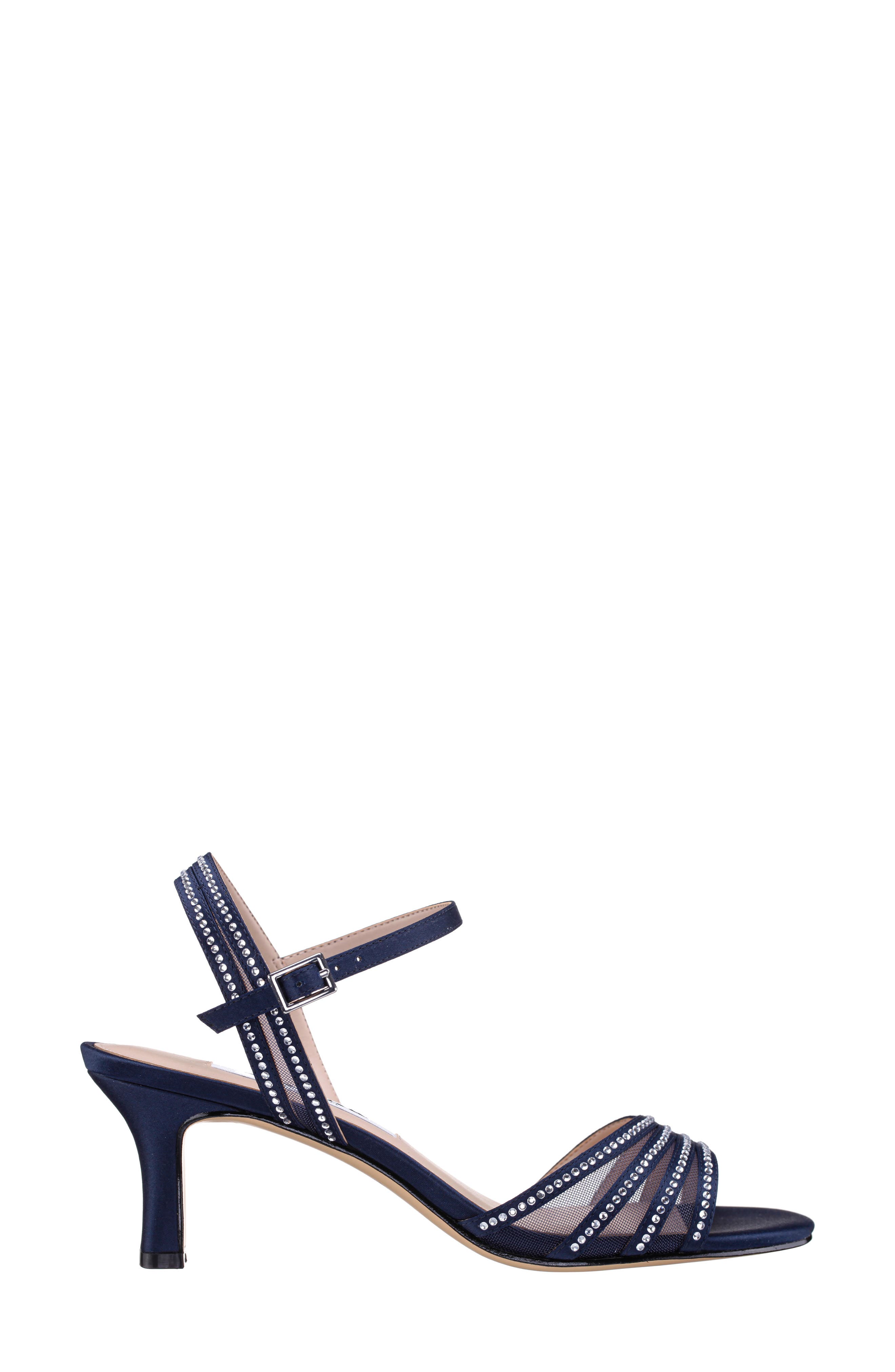 Nina Nathyn Crystal Embellished Sandal, Alternate, color, Navy