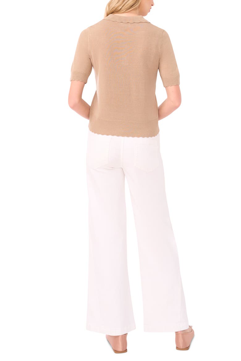 Scalloped Sweater Polo, Alternate, color, WEATHERED TEAK
