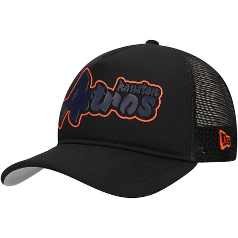Men's New Era Black Houston Astros Retro Bold A-Frame Trucker 9FORTY Adjustable Hat